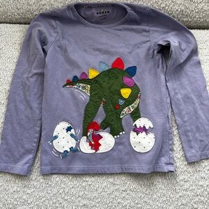 Mini Boden Long Sleeve Dinosaur Tee - Purple